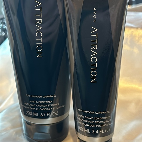 Avon “Attraction for Men” For Him Hair & BodyWash 6.7oz & AfterShave Conditioner - Picture 2 of 6